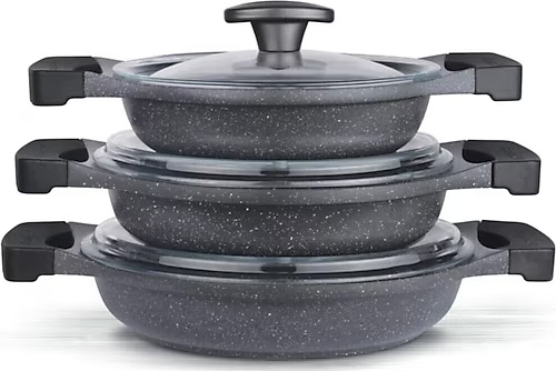 Thermoad Gri 6 Parça Alüminyum Döküm Sahan Seti